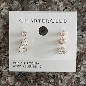 Charter Club Gold Tone/Cubic Zirconia Stud Earrings